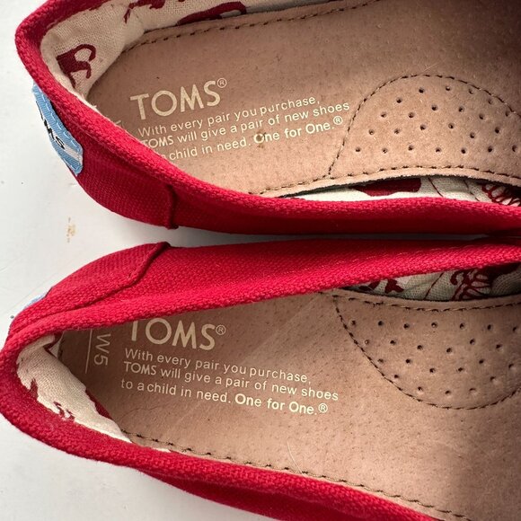 Toms Womens Classic Red Canvas Slip-On Shoes Size 5 Casual Footwear - Picture 8 of 10